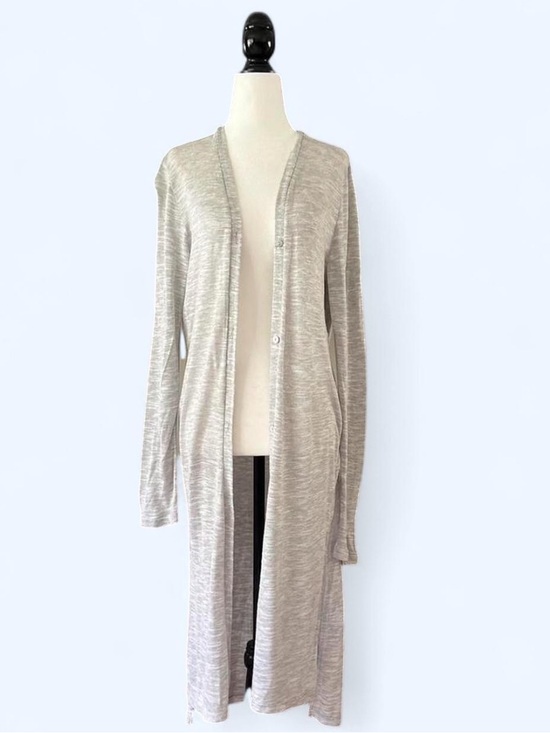 H by Halston Sweaters - Halston Grey Tan Long Maxi Cardigan Duster Lightweight Minimalist S